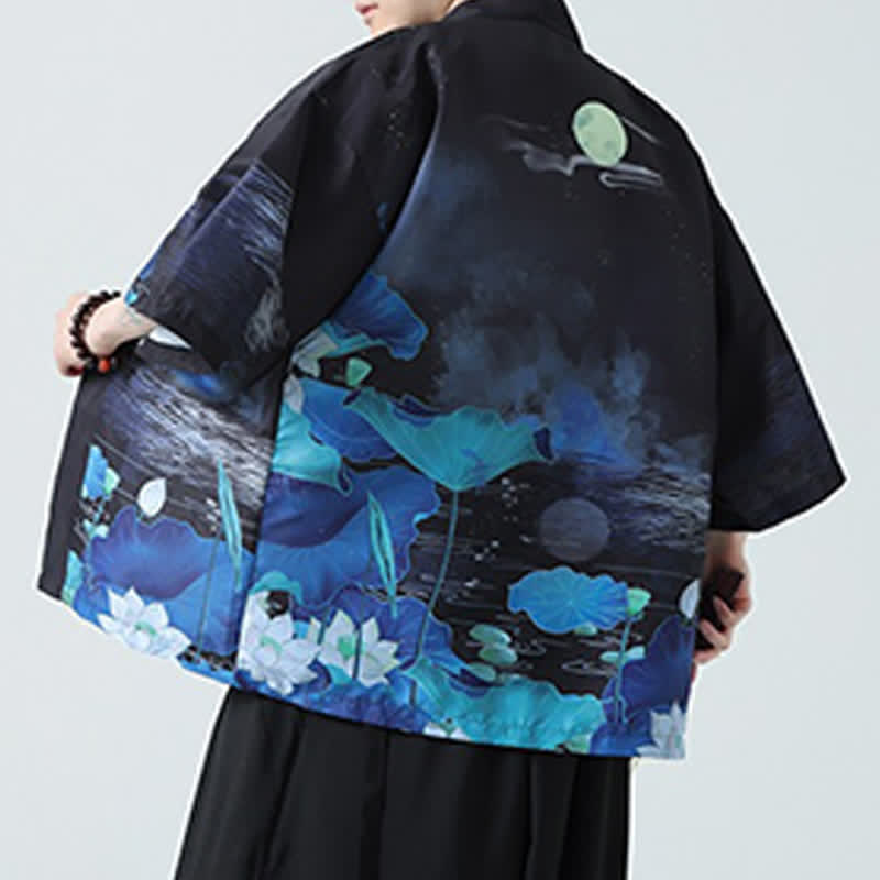 Nimara Ritual Summer Casual Vintage Crane Print Men's Kimonos