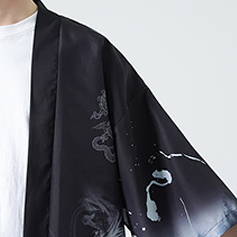 Nimara Ritual Summer Casual Vintage Crane Print Men's Kimonos