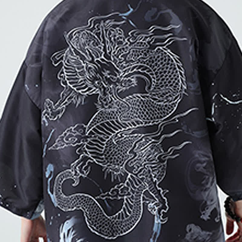 Nimara Ritual Summer Casual Vintage Crane Print Men's Kimonos