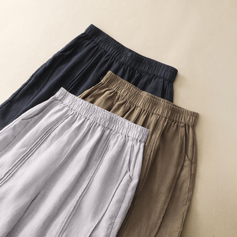 Nimara Ritual Summer Casual Minimalist Solid Cropped Pants Vertical Seam Women's Harem Pants With Pockets