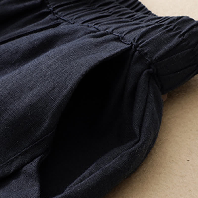 Nimara Ritual Summer Casual Minimalist Solid Cropped Pants Vertical Seam Women's Harem Pants With Pockets