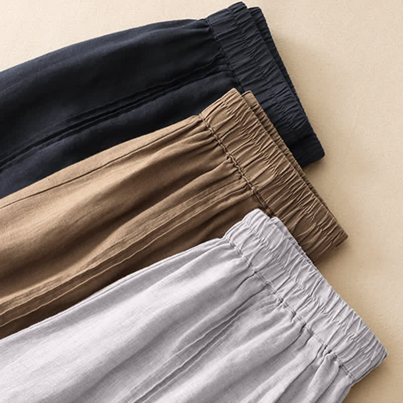 Nimara Ritual Summer Casual Minimalist Solid Cropped Pants Vertical Seam Women's Harem Pants With Pockets