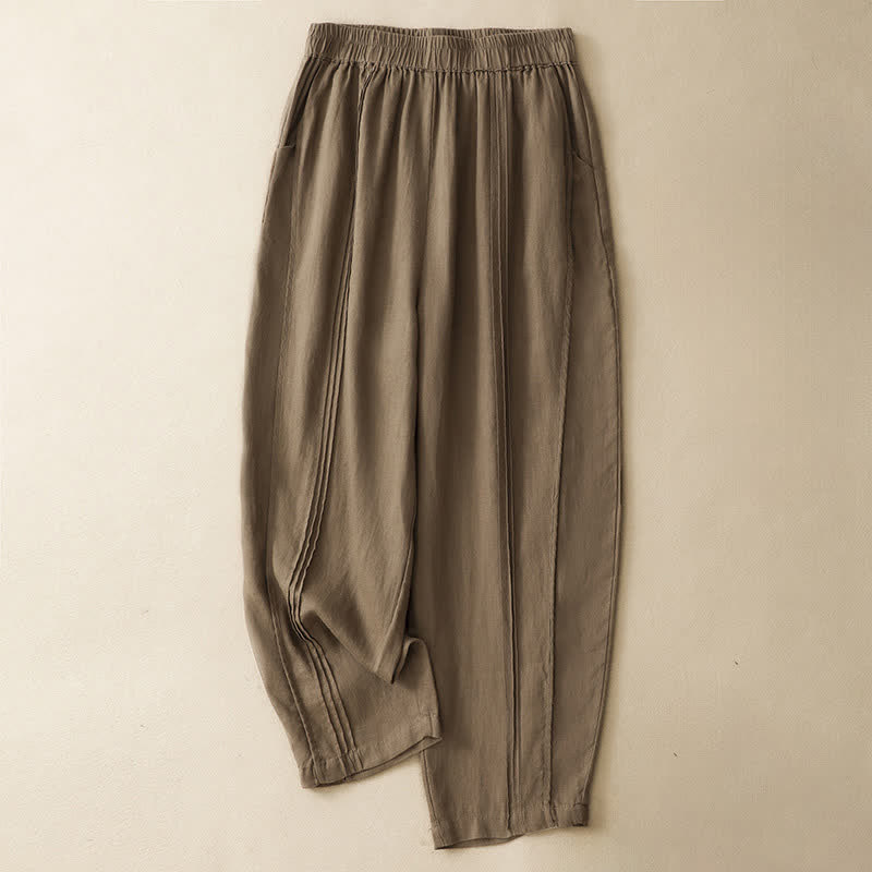 Nimara Ritual Summer Casual Minimalist Solid Cropped Pants Vertical Seam Women's Harem Pants With Pockets