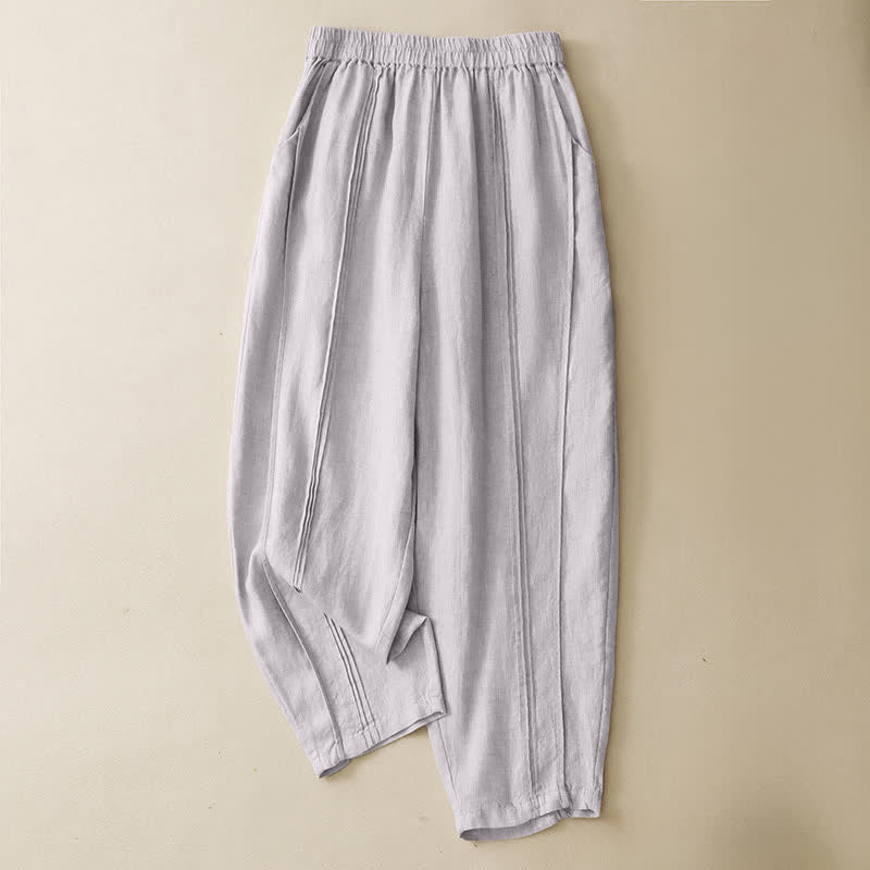 Nimara Ritual Summer Casual Minimalist Solid Cropped Pants Vertical Seam Women's Harem Pants With Pockets