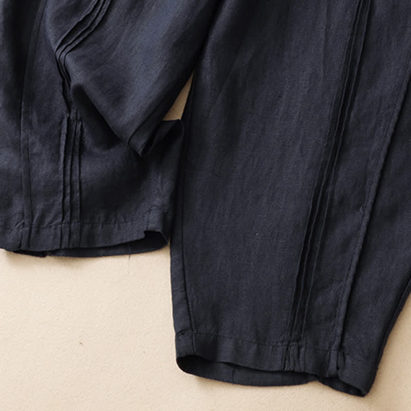 Nimara Ritual Summer Casual Minimalist Solid Cropped Pants Vertical Seam Women's Harem Pants With Pockets