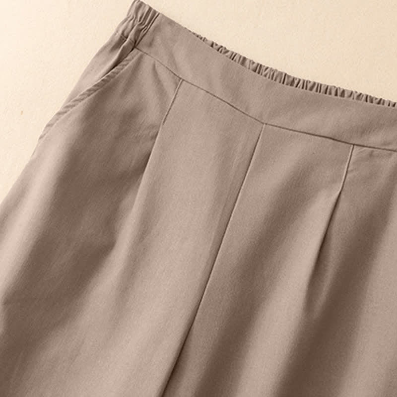 Nimara Ritual Summer Minimalist Elegant Solid Cropped Pants Women's Straight Leg Pants With Pockets