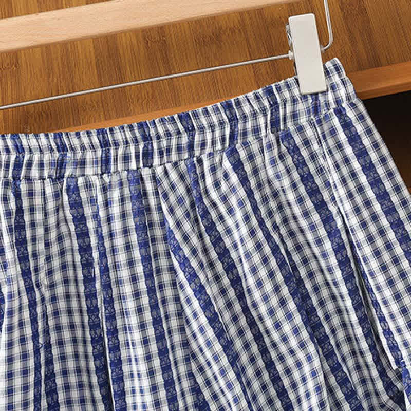 Nimara Ritual Summer Casual Vintage vertical Plaid A-line Women's Skirts With Pocket