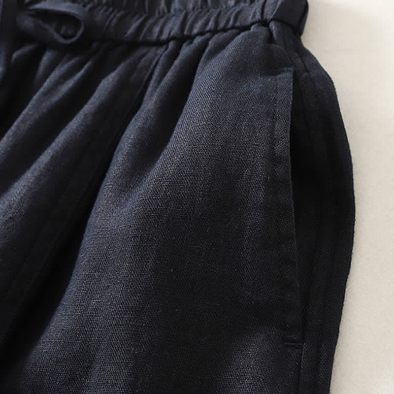 Nimara Ritual Summer Casual Minimalist Drawstring Solid Cropped Pants Women's Wide Leg Pants With Pockets