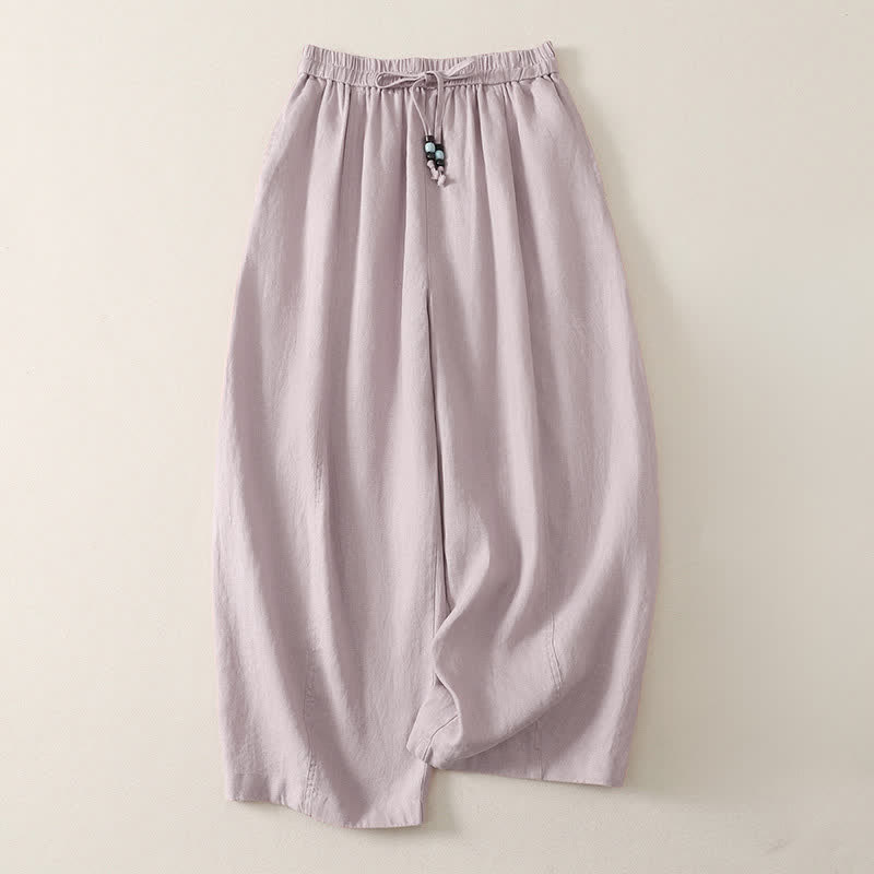 Nimara Ritual Summer Casual Minimalist Drawstring Solid Cropped Pants Women's Wide Leg Pants With Pockets
