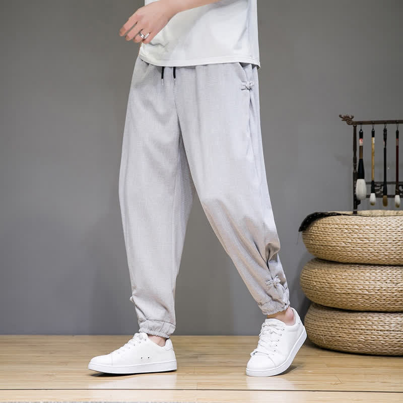 Nimara Ritual Summer Casual Minimalist Drawstring Solid Capri Pants Men's Tapered Pants With Pocket