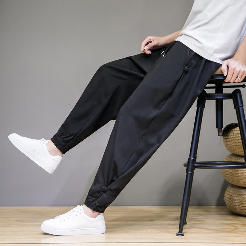 Nimara Ritual Summer Casual Minimalist Drawstring Solid Capri Pants Men's Tapered Pants With Pocket