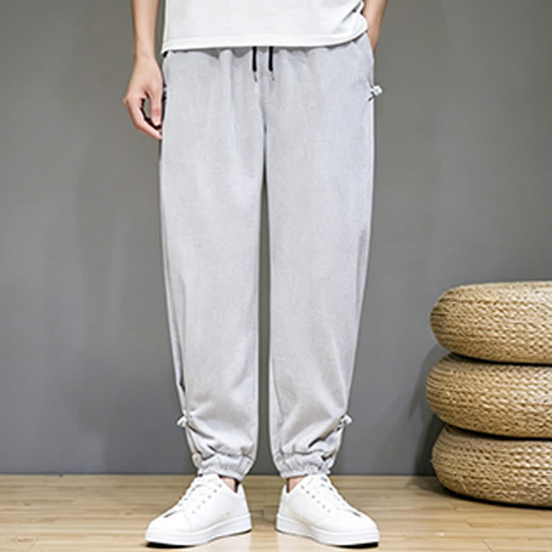 Nimara Ritual Summer Casual Minimalist Drawstring Solid Capri Pants Men's Tapered Pants With Pocket