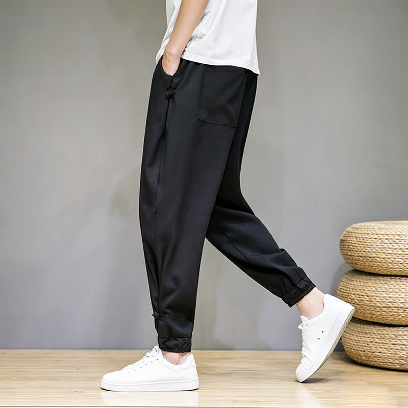 Nimara Ritual Summer Casual Minimalist Drawstring Solid Capri Pants Men's Tapered Pants With Pocket