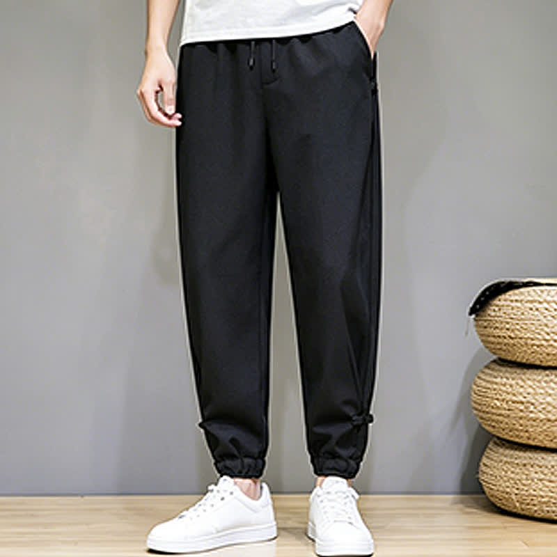 Nimara Ritual Summer Casual Minimalist Drawstring Solid Capri Pants Men's Tapered Pants With Pocket