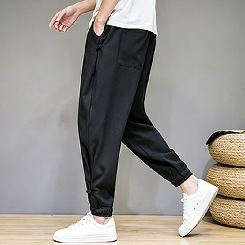 Nimara Ritual Summer Casual Minimalist Drawstring Solid Capri Pants Men's Tapered Pants With Pocket