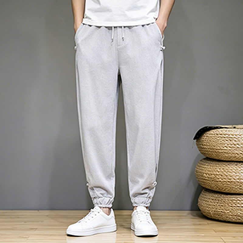 Nimara Ritual Summer Casual Minimalist Drawstring Solid Capri Pants Men's Tapered Pants With Pocket