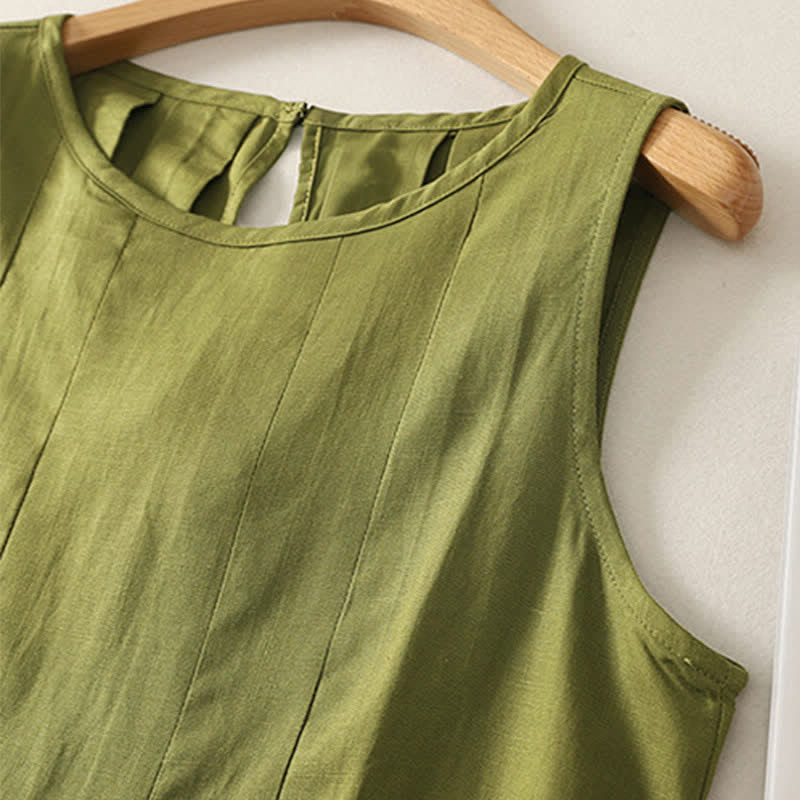 Nimara Ritual Summer Elegant Pleated Solid Tank Top Vertical Seam Women's Sleeveless T-shirts