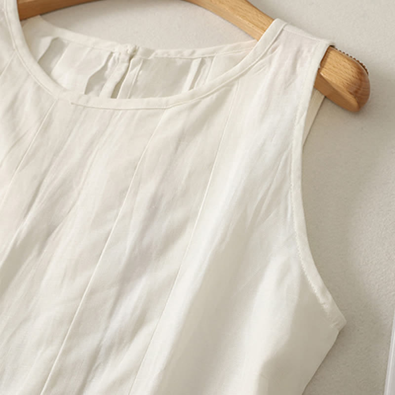 Nimara Ritual Summer Elegant Pleated Solid Tank Top Vertical Seam Women's Sleeveless T-shirts