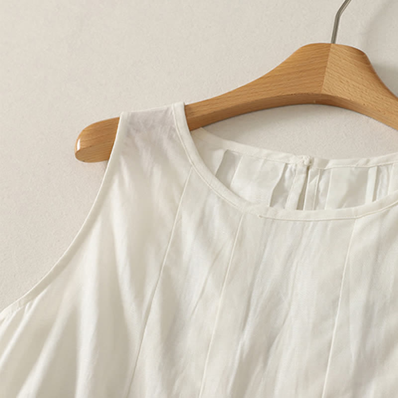 Nimara Ritual Summer Elegant Pleated Solid Tank Top Vertical Seam Women's Sleeveless T-shirts