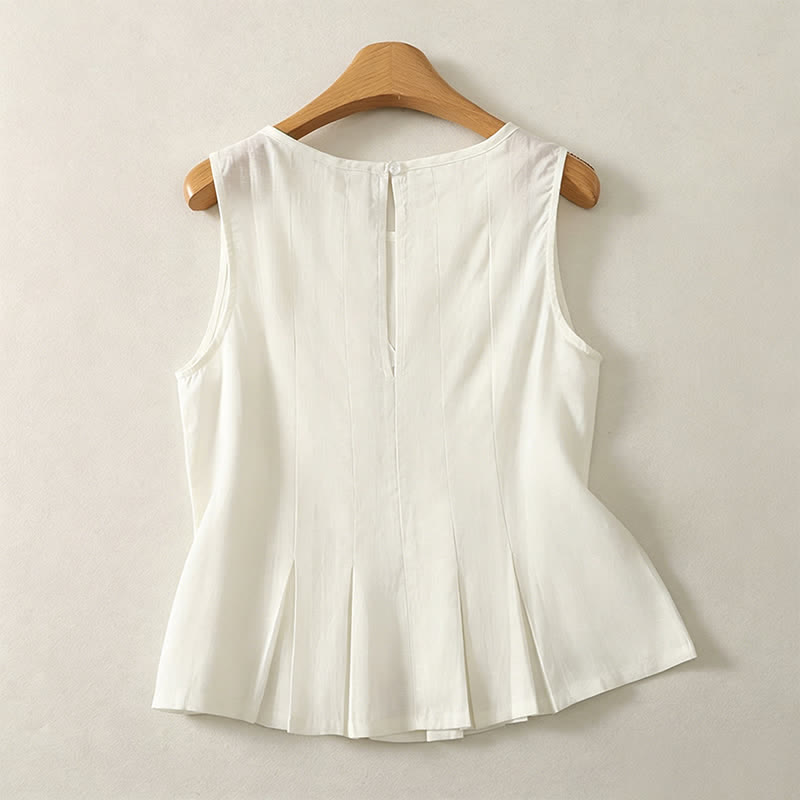 Nimara Ritual Summer Elegant Pleated Solid Tank Top Vertical Seam Women's Sleeveless T-shirts