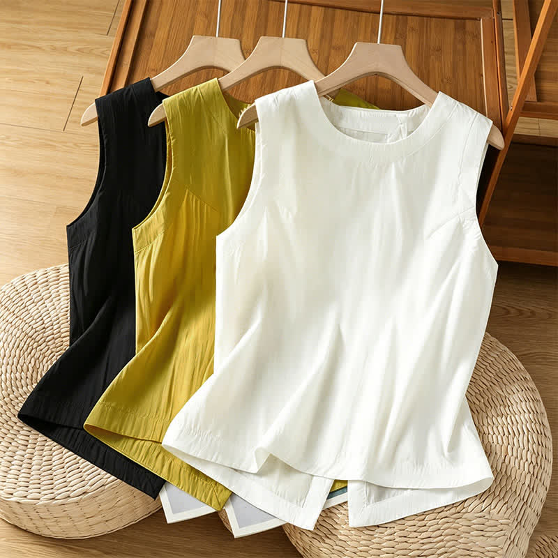 Nimara Ritual Summer Casual Minimalist Solid Tank Top Irregular Back Design Women's Sleeveless Shirts