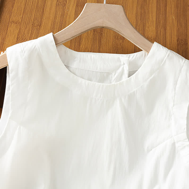Nimara Ritual Summer Casual Minimalist Solid Tank Top Irregular Back Design Women's Sleeveless Shirts