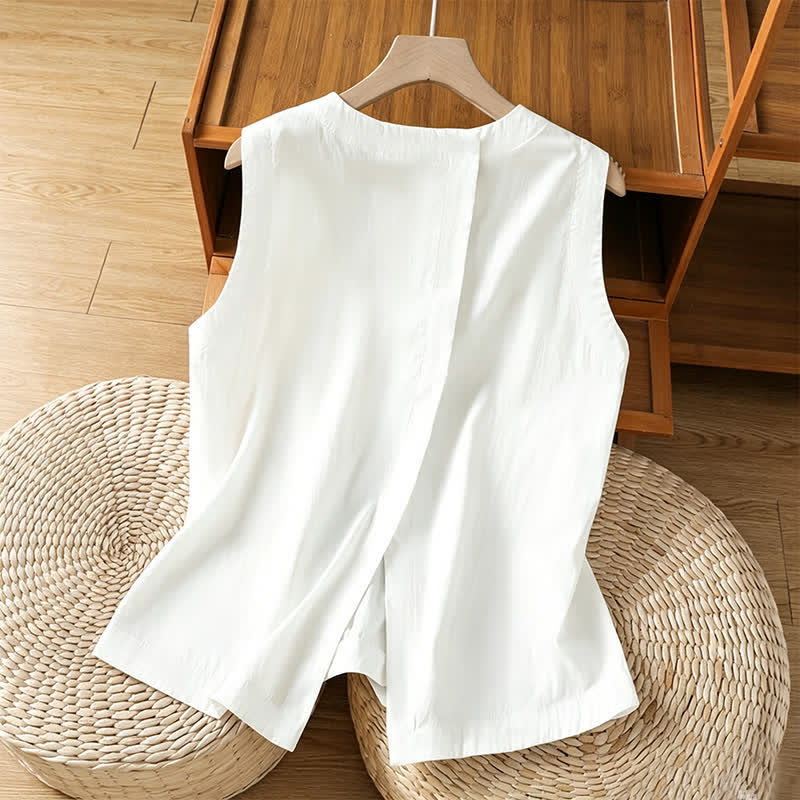 Nimara Ritual Summer Casual Minimalist Solid Tank Top Irregular Back Design Women's Sleeveless Shirts