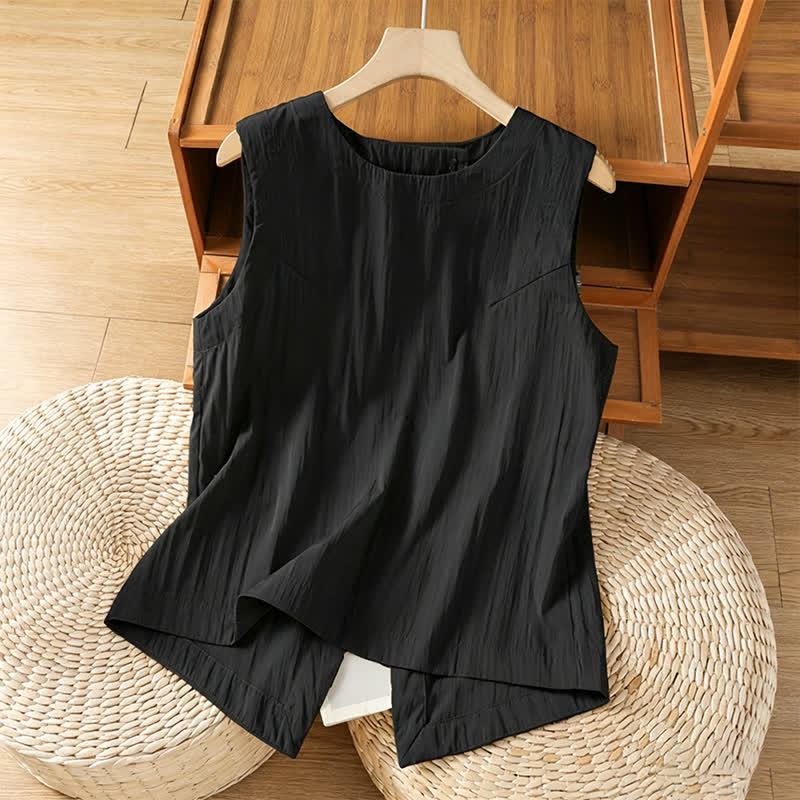 Nimara Ritual Summer Casual Minimalist Solid Tank Top Irregular Back Design Women's Sleeveless Shirts