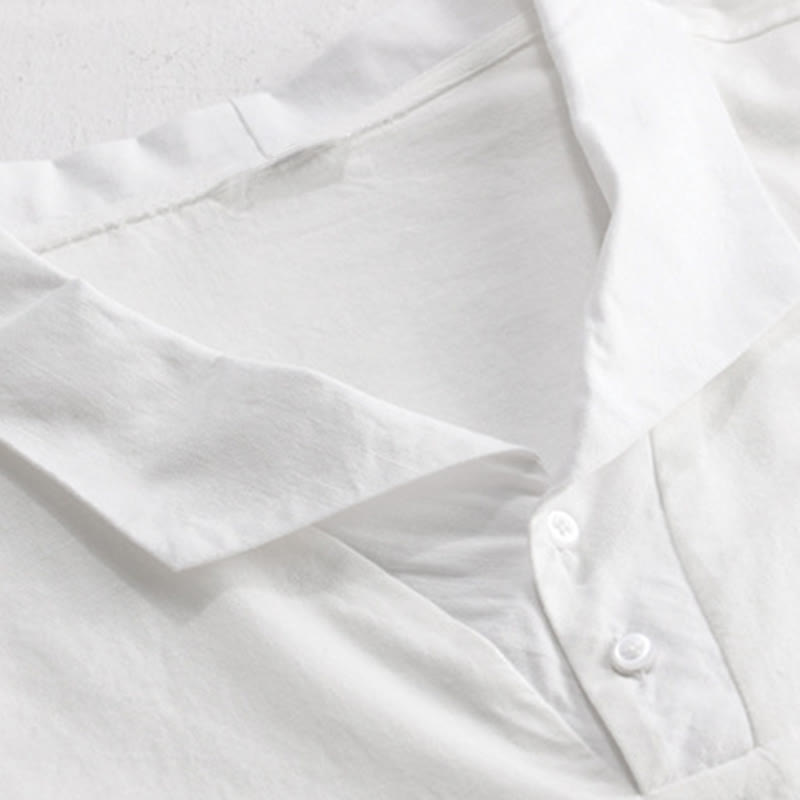 Nimara Ritual Summer Casual Minimalist Button-Up Solid Lapel Men's Short Sleeve Shirts