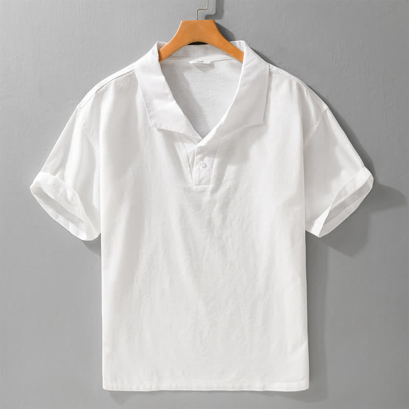 Nimara Ritual Summer Casual Minimalist Button-Up Solid Lapel Men's Short Sleeve Shirts