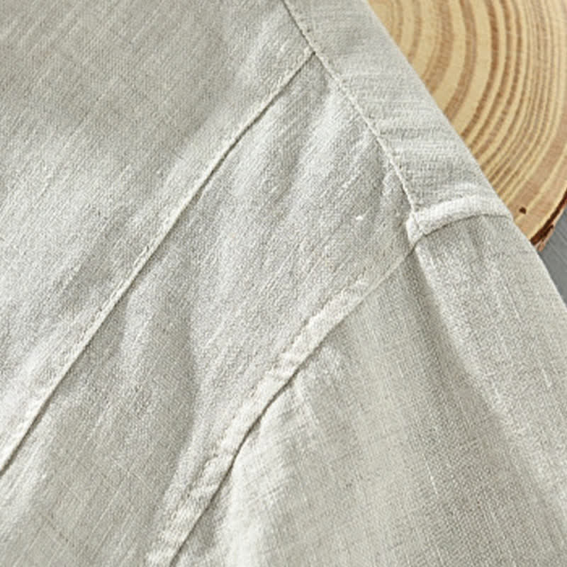 Nimara Ritual Summer Casual Minimalist Button-Up Solid Linen Men's Short Sleeve Shirts