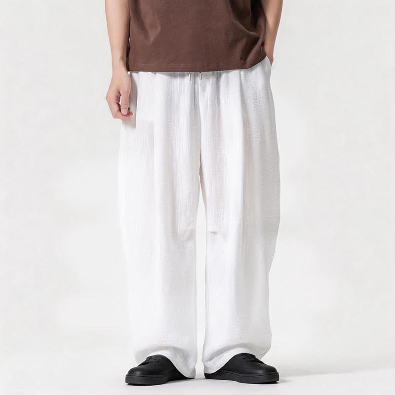 Nimara Ritual Spring Summer Casual Minimalist Drawstring Solid Long Pants Men's Straight Leg Pants With Pocket