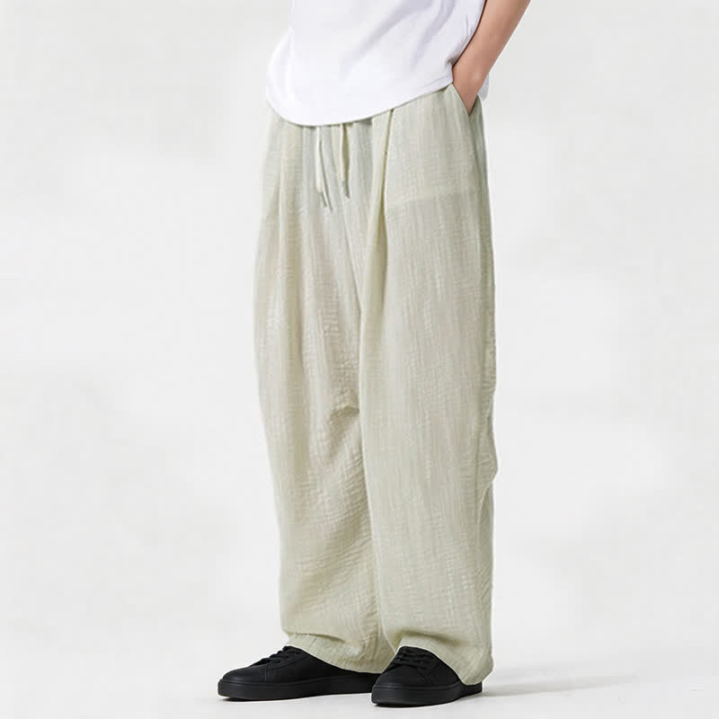 Nimara Ritual Spring Summer Casual Minimalist Drawstring Solid Long Pants Men's Straight Leg Pants With Pocket