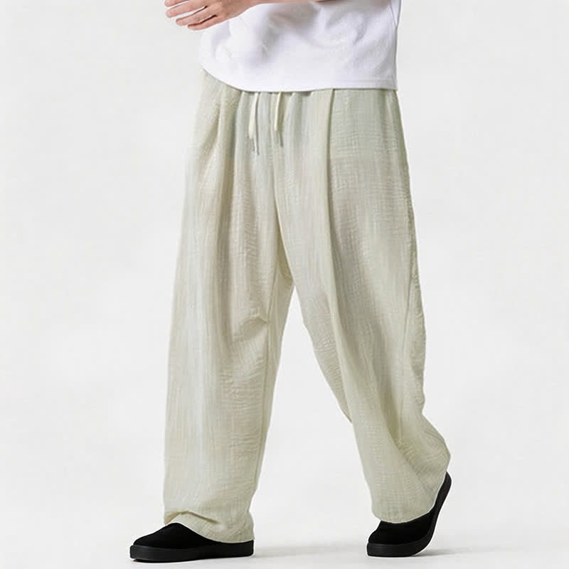 Nimara Ritual Spring Summer Casual Minimalist Drawstring Solid Long Pants Men's Straight Leg Pants With Pocket