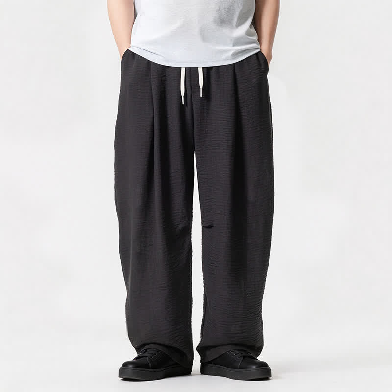 Nimara Ritual Spring Summer Casual Minimalist Drawstring Solid Long Pants Men's Straight Leg Pants With Pocket