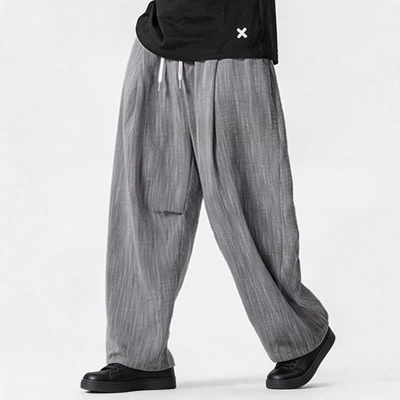 Nimara Ritual Spring Summer Casual Minimalist Drawstring Solid Long Pants Men's Straight Leg Pants With Pocket