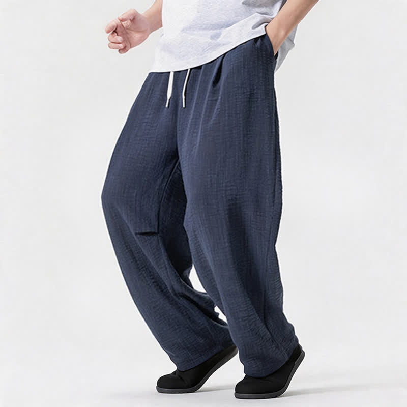 Nimara Ritual Spring Summer Casual Minimalist Drawstring Solid Long Pants Men's Straight Leg Pants With Pocket