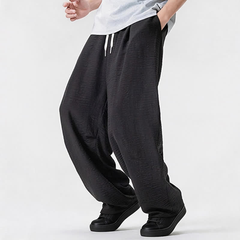 Nimara Ritual Spring Summer Casual Minimalist Drawstring Solid Long Pants Men's Straight Leg Pants With Pocket