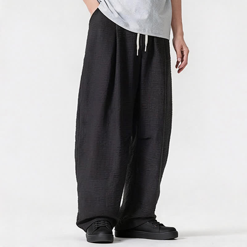 Nimara Ritual Spring Summer Casual Minimalist Drawstring Solid Long Pants Men's Straight Leg Pants With Pocket