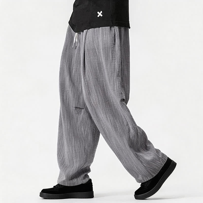 Nimara Ritual Spring Summer Casual Minimalist Drawstring Solid Long Pants Men's Straight Leg Pants With Pocket