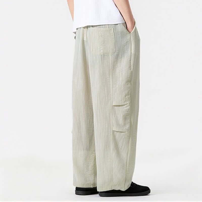 Nimara Ritual Spring Summer Casual Minimalist Drawstring Solid Long Pants Men's Straight Leg Pants With Pocket