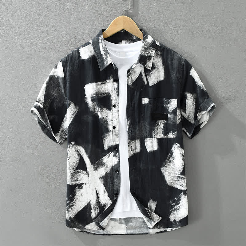Nimara Ritual Summer Casual Button-Up Abstract Men's Short Sleeve Shirts With Pocket