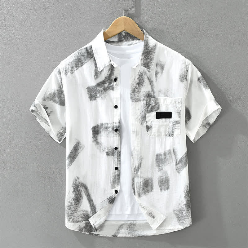 Nimara Ritual Summer Casual Button-Up Abstract Men's Short Sleeve Shirts With Pocket