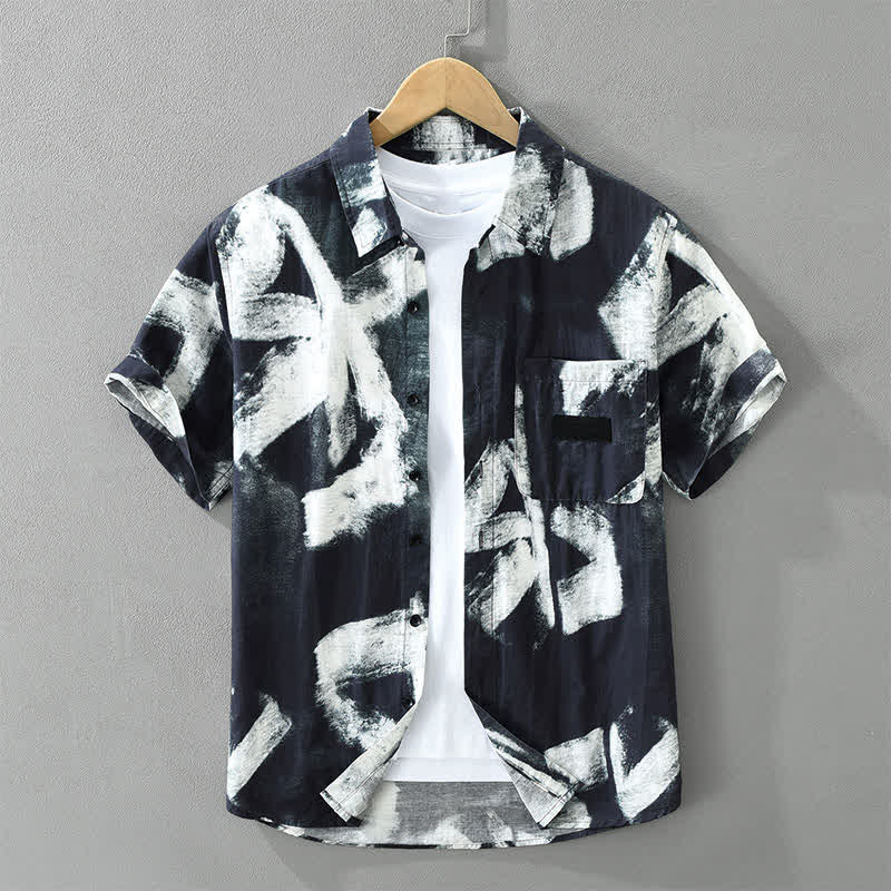 Nimara Ritual Summer Casual Button-Up Abstract Men's Short Sleeve Shirts With Pocket