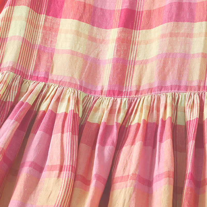 Nimara Ritual Summer Casual Vintage Plaid Women's Summer Sleeveless Dresse With Pocket