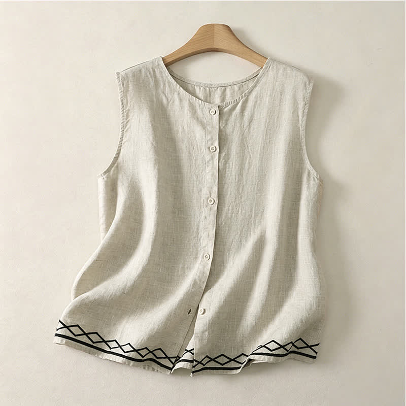 Nimara Ritual Summer Casual Minimalist Button-Up Geometric Women's Sleeveless Shirts Tank Top