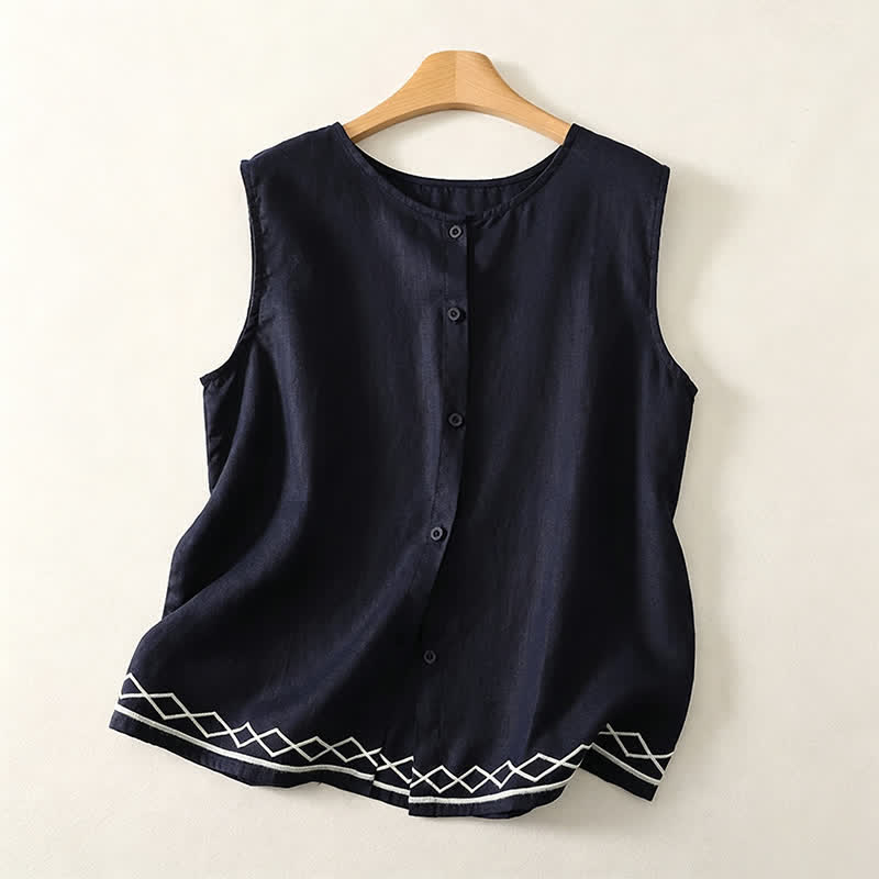 Nimara Ritual Summer Casual Minimalist Button-Up Geometric Women's Sleeveless Shirts Tank Top