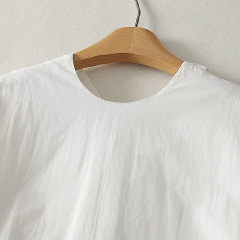 Nimara Ritual Summer Casual Elegant Tie Neck Solid Ruffled Hem Women's Short Sleeve Dress
