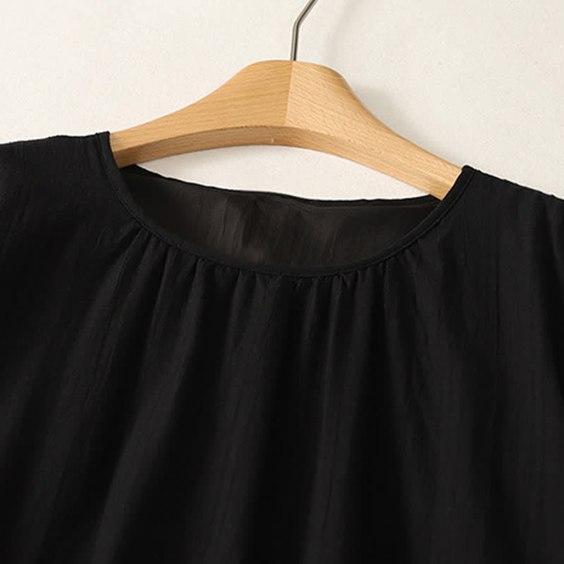 Nimara Ritual Summer Casual Minimalist Solid Crew Neck Women's Short Sleeve Dresses With Pockets