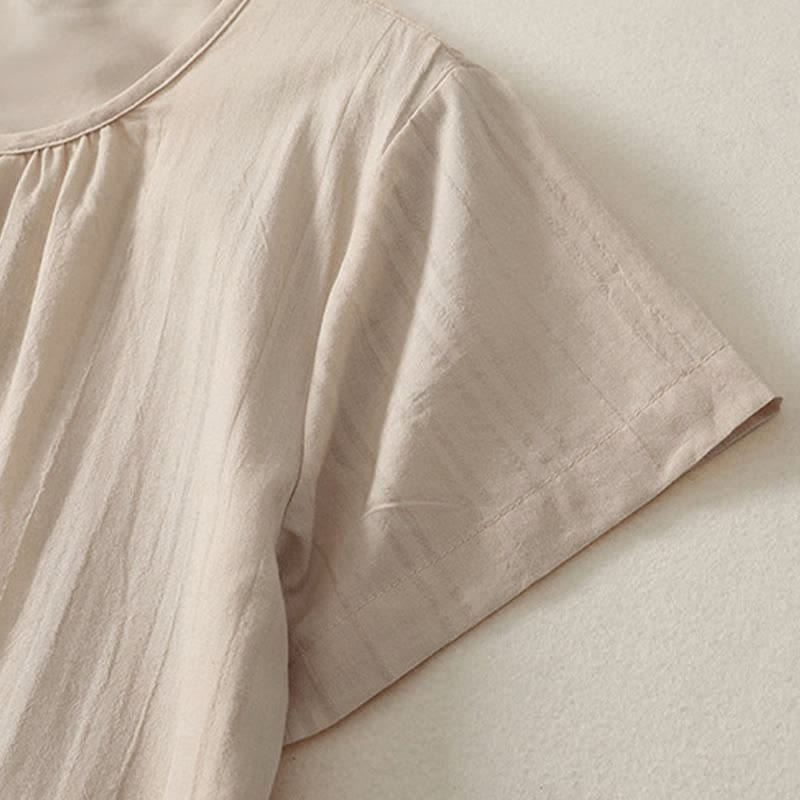 Nimara Ritual Summer Casual Minimalist Solid Crew Neck Women's Short Sleeve Dresses With Pockets